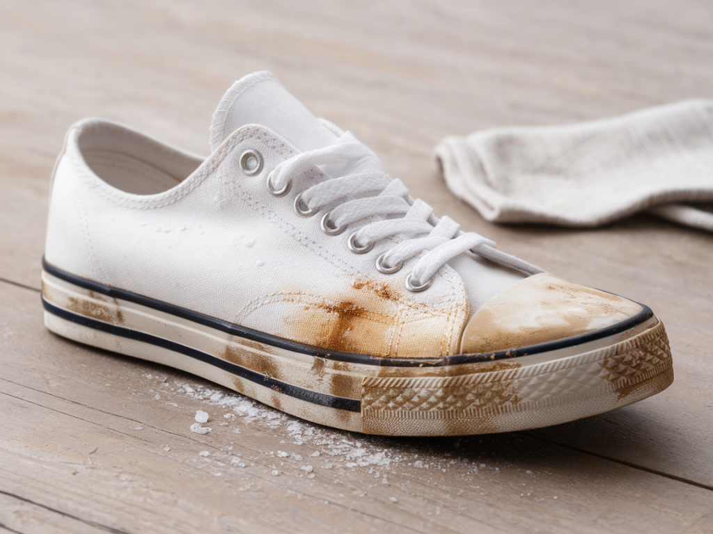 Welche pflegemethoden entfernen salz- und schmutzränder aus weißen canvas-sneakern ohne vergilben
